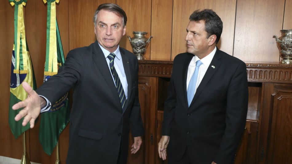 Massa, con Bolsonaro en su visita a Brasil de principios de marzo.