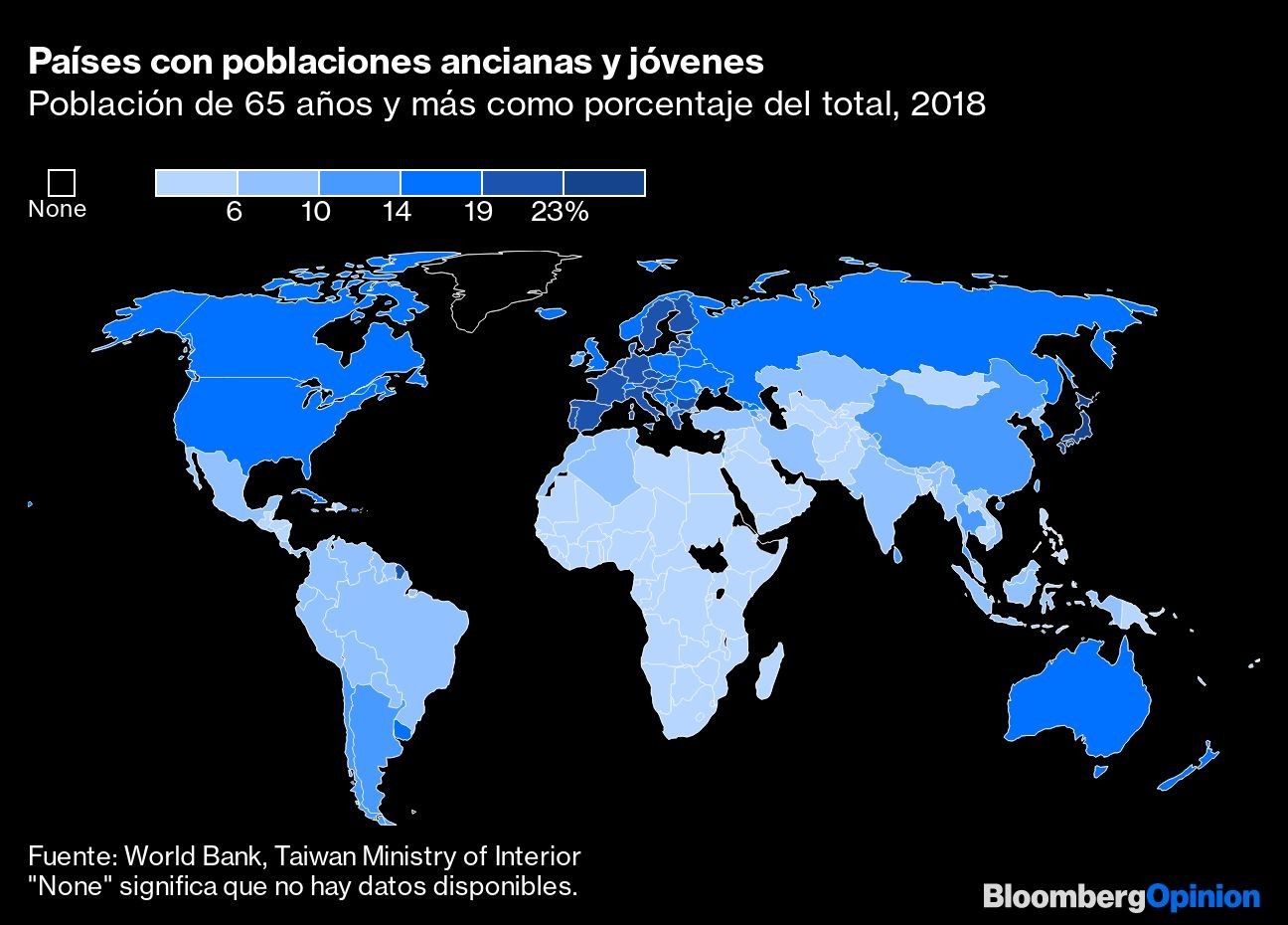 Países con poblaciones ancianas y jóvenes