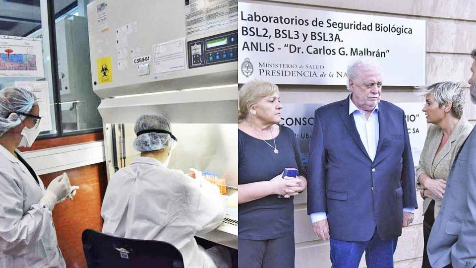 Tecnología. El ministro Gonzalez García ayer en el laboratorio Anlis-Malbrán. Allí se analizan las muestras de casos sospechosos.