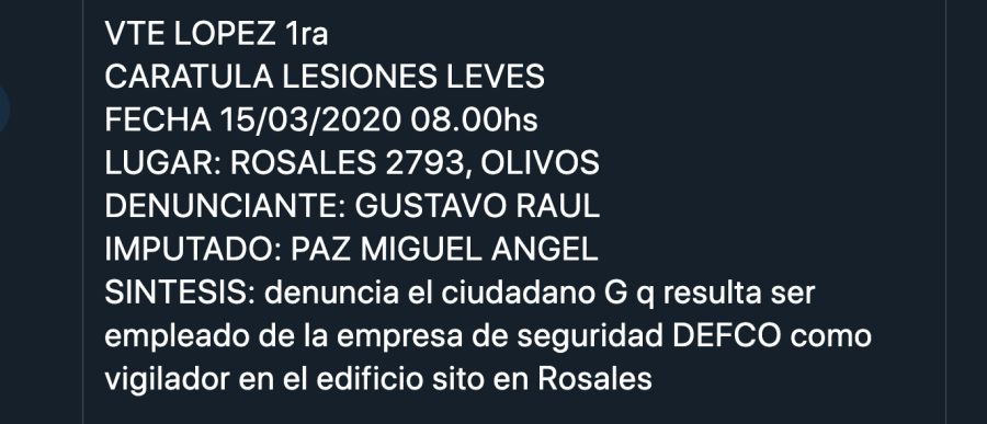 Detalle de la causa penal contra el violento Miguel Angel Paz, quien agredió a empleado de seguridad, en Vte. López.