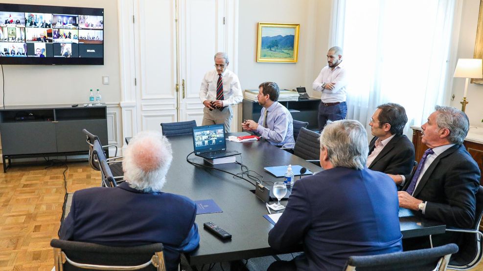 Fernández en teleconferencia con presidentes del mundo 20200316