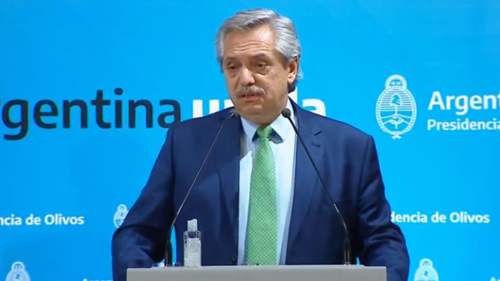 Alberto Fernández, en el discurso al paía anunciando la cuarentena.