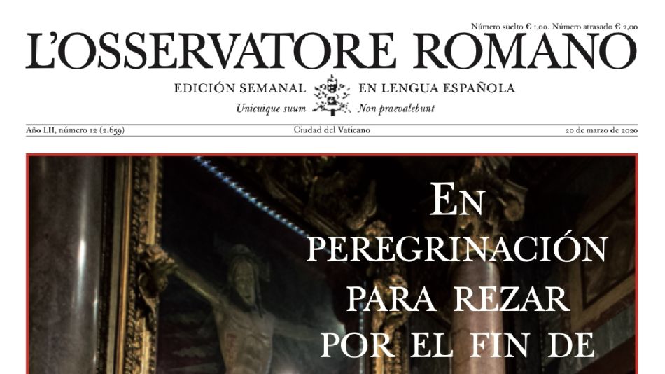Portada del Osservatore Romano del 20 de marzo.