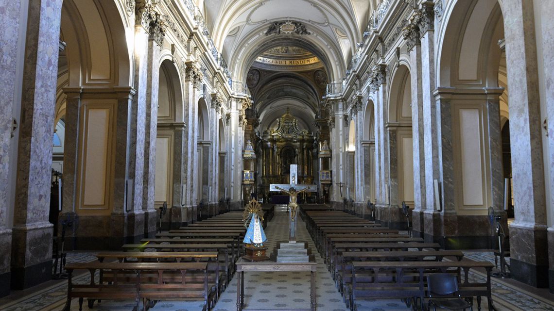 An interior view of the Buenos Aires City Cathedral, before it shutters its doors amid the coronavirus outbreak.
