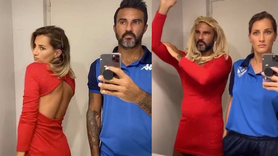 El sensual baile de Poroto Cubero con un vestido rojo de Mica Viciconte