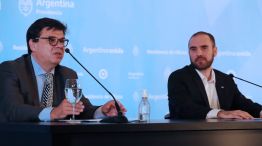 Conferencia de prensa en la residencia de Olivos de los ministros de Economía, Martín Guzmán, y Trabajo, Claudio Moroni.