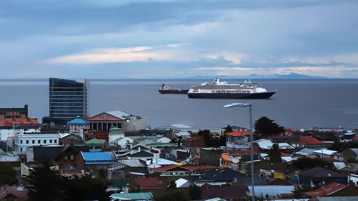 The Zaandam ship cruise, sailing under the Dutch flag and operated by the Holland America (Carnival) group, with 1,800 people on board, is seen in Punta Arenas, in southern Chile, on March 16, 2020. The cruise ship -- with 42 passengers complaining of flu-like symptoms -- is still looking on March 24 for a place for its sick passengers to disembark before continuing on to its final destination in Fort Lauderdale, Florida, via the Panama Canal.  