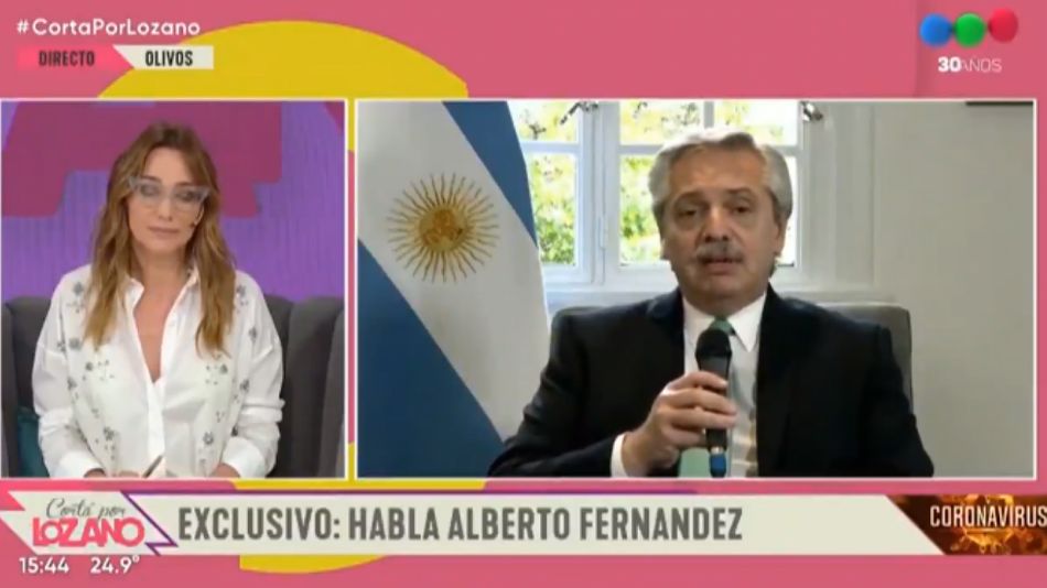Alberto Fernández, con Verónica Lozano en Telefe.