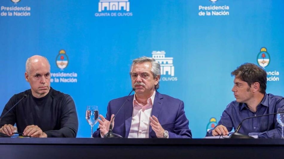 Alberto Fernández, Larreta y Kicillof