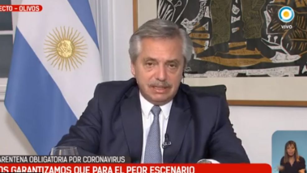 El presidente Alberto Fernández, en la entrevista de la Televisión Pública.