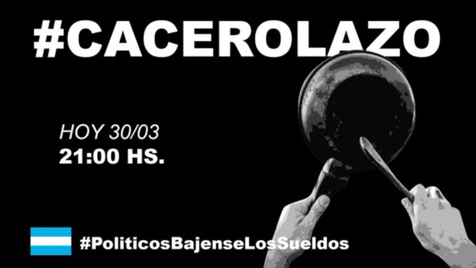 Convocaron a un cacerolazo para pedir que los políticos se bajen el sueldo.