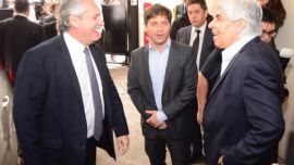 Alberto Fernández, Kicillof y Hugo Moyano