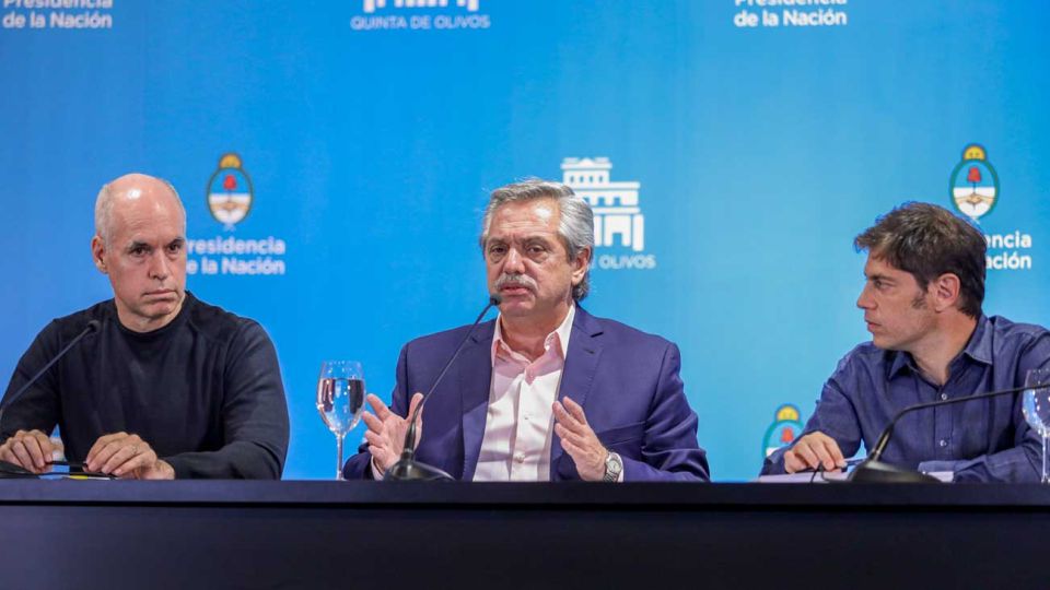 Horacio Rodríguez Larreta, Alberto Feranandez y Axel Kicillof