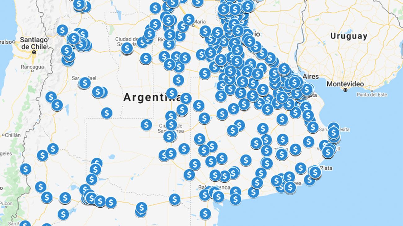 Mapa interactivo d nde retirar efectivo que no sea un banco