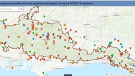 El mapa interactivo creado por la administración del Parque Nacional South Downs cambia según el momento en que se consulte.