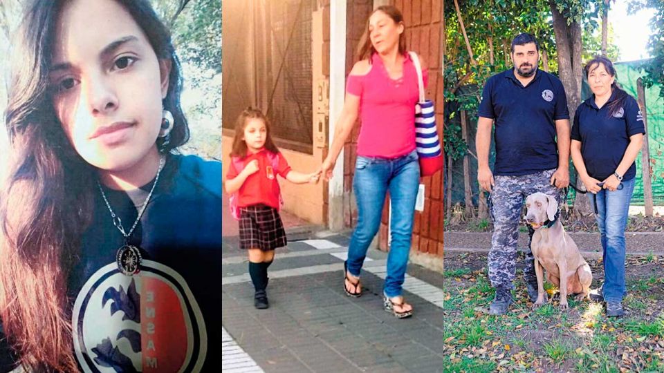 Messi de los perros. Colaboró en el hallazgo de los cuerpos de Cristina y su hija Ada (medio). En 2017 ayudó a encontrar a Anahí (izq.).