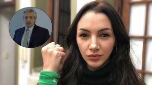 Thelma Fardin y Alberto Fernández