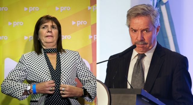 La presidenta del PRO, Patricia Bullrich, y el canciller argentino, Felipe Solá.