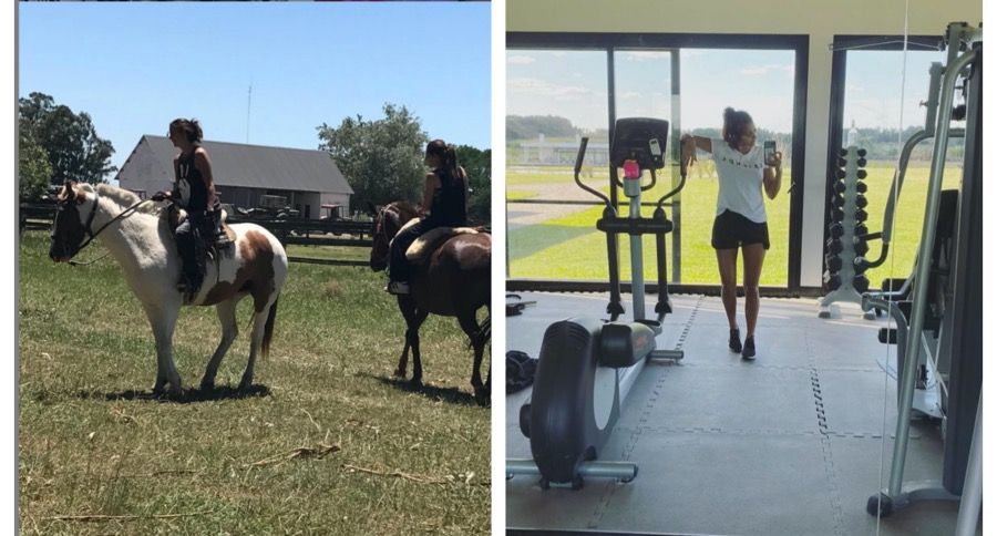 Caballos y gym, parte de las rutinas en el aislamiento social de los Saénz Valiente en el campo de Baradero.