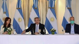 Conferencia en la Residencia de Olivos, acompañado por la vicepresidenta Cristina Kirchner