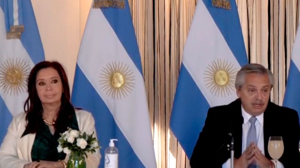 Cristina Fernández de Kirchner junto al Presidente Alberto Fernández en Olivos