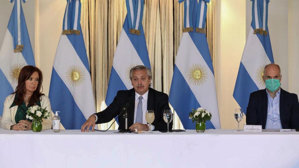 Conferencia en la Residencia de Olivos, acompañado por la vicepresidenta Cristina Kirchner