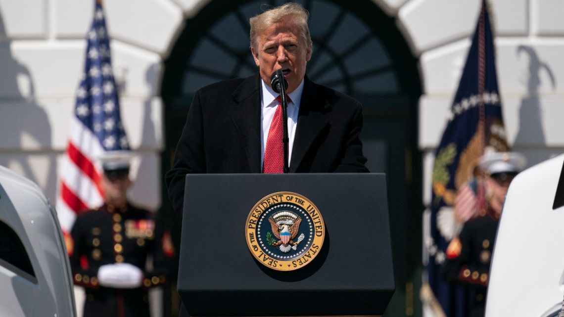 President Donald Trump speaks during an event celebrating American truckers, at the White House, Thursday, April 16, 2020, in Washington. 