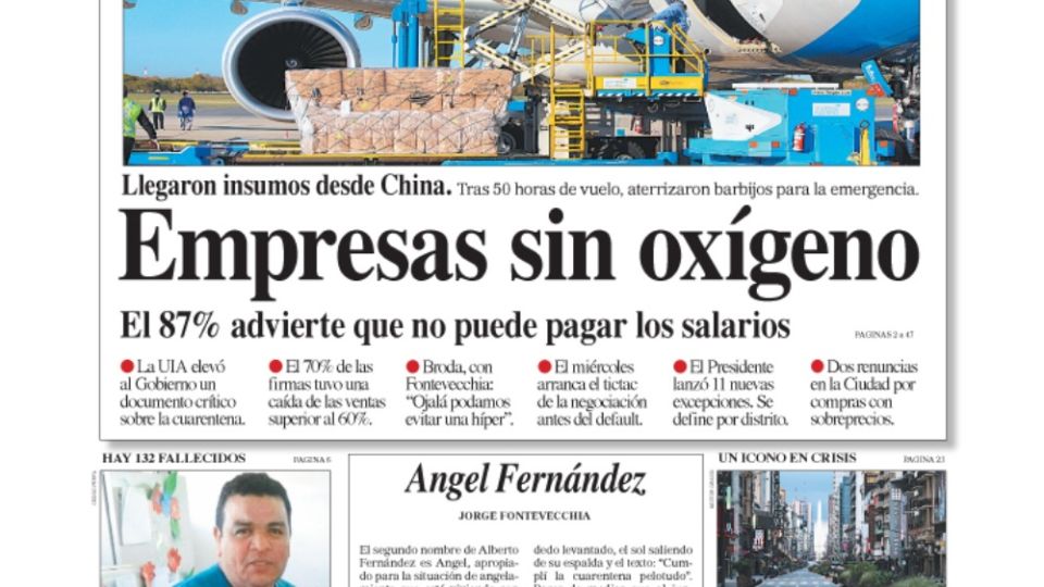 La tapa del diario Perfil.
