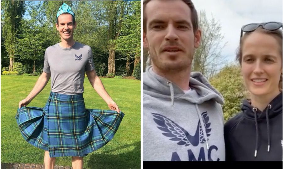 Andy Murray dice que es un kilt, pero para sus hijas Sofía y Edie, es una falda. Y asi las entretuvo en cuarentena. Su mujer Kim, lo fotografió.