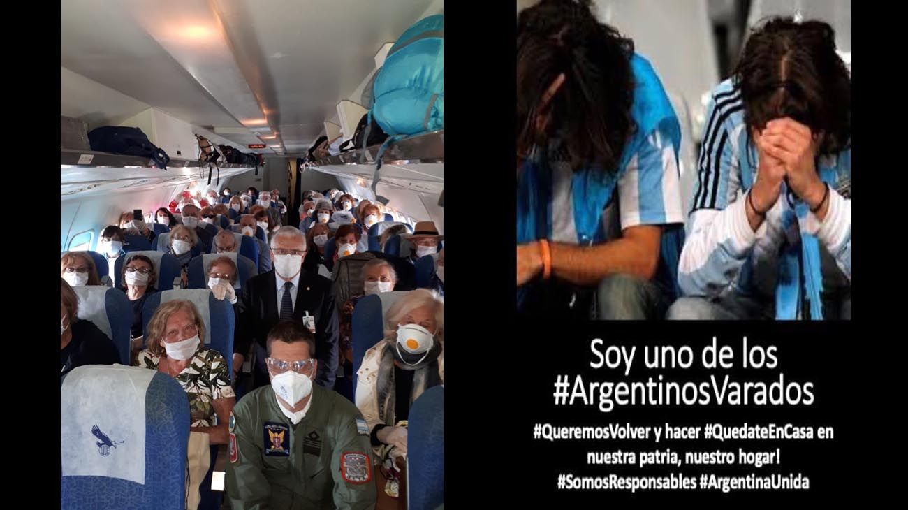 Algunas de las fotos que se encuentran en las redes sociales de Argentinos varados