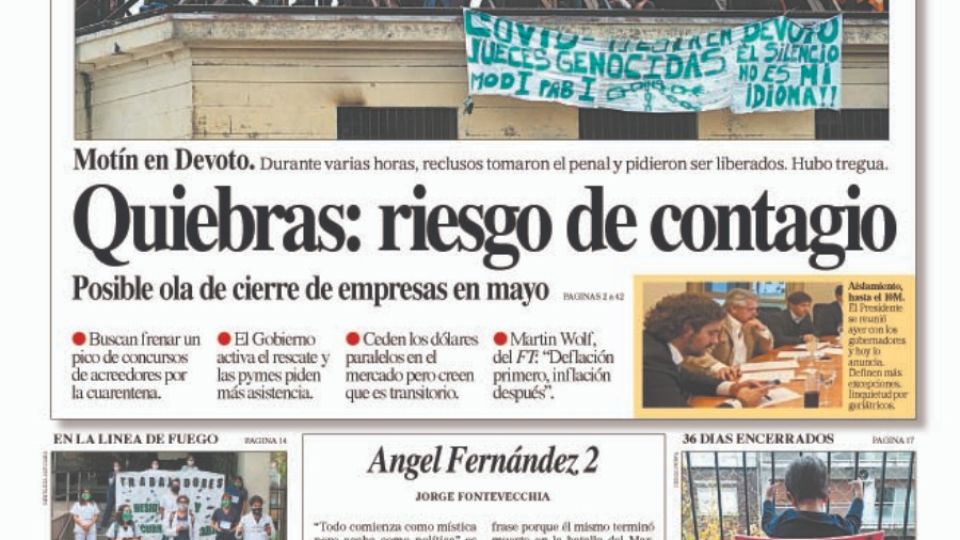 La tapa de diario PERFIL de este sábado 25 de abril.