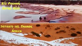 Por la bajante, el río Paraná a la altura de El Pimpollal se asemeja al desierto de Sahara.