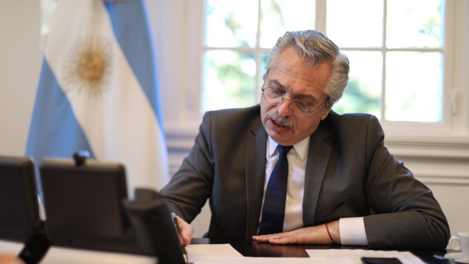 Alberto Fernández en la residencia presidencial de Olivos