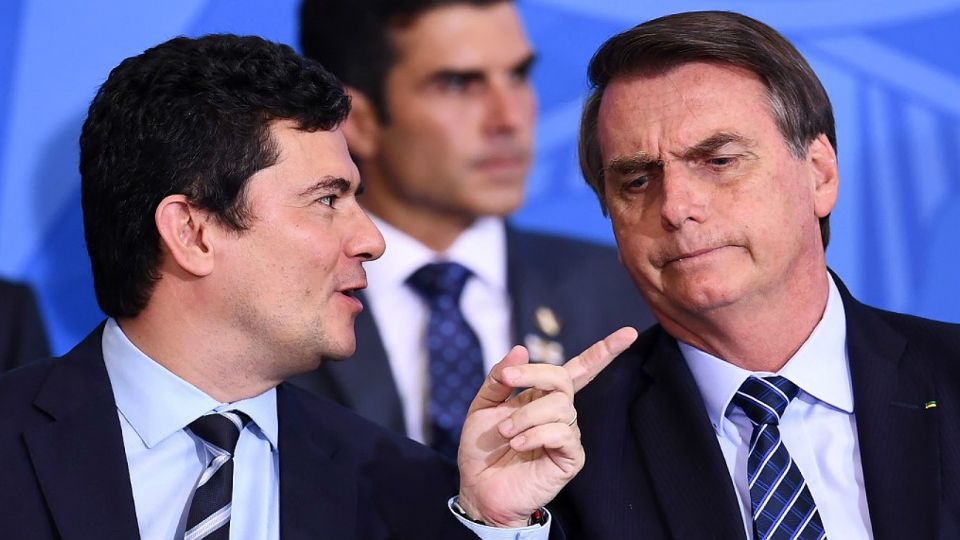 Sergio Moro y el presidente Jair Bolsonaro.