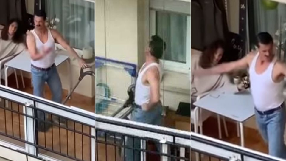 El hombre fue filmado por sus vecinos y el video recorrió rápidamente las redes sociales.