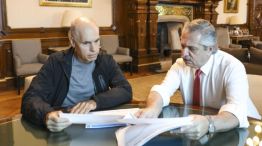 El jefe de Gobierno porteño Horacio Rodríguez Larreta reunido con el presidente Alberto Fernández.