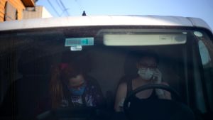 Chilean Jennifer Lira (R) and Natalia Ostornol, creators of the iniciative 