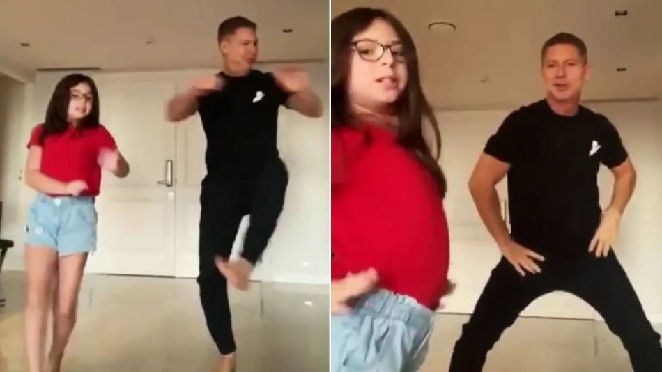 Adrián Suar compartió una desopilante clase de baile con su hija