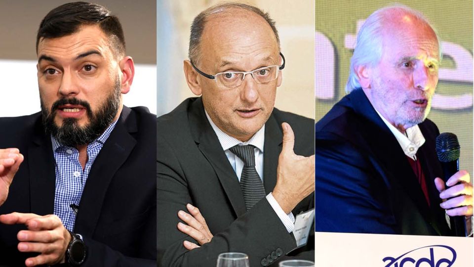 Emmanuel Alvarez Agis (PxQ), Fernando Navajas (FIEL) y Pablo Gerchunoff (UTDT), en sintonía con Guzmán.