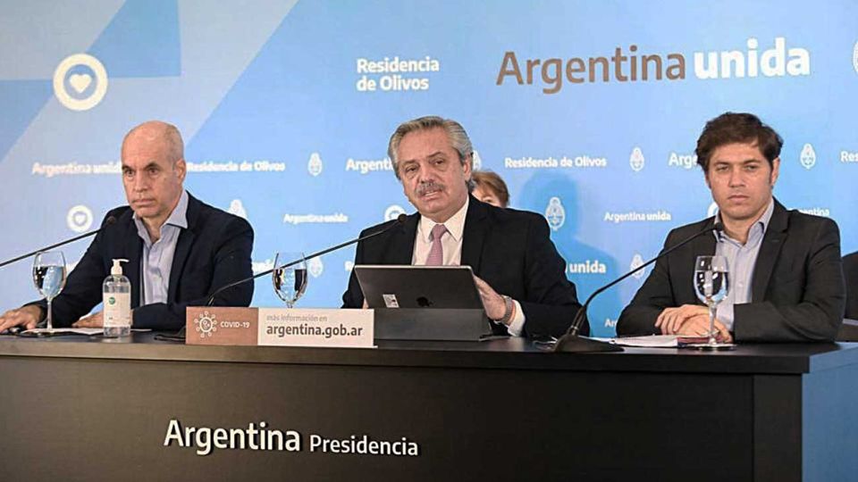 De a tres. El anuncio estuvo a cargo de Alberto Fernández y lo acompañaron el jefe de Gobierno porteño y el gobernador bonaerense.