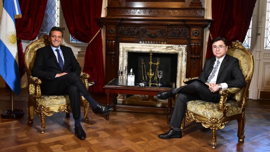 El presidente de la Cámara de Diputados, Sergio Massa, en la entrevista con Jorge Fontevecchia.