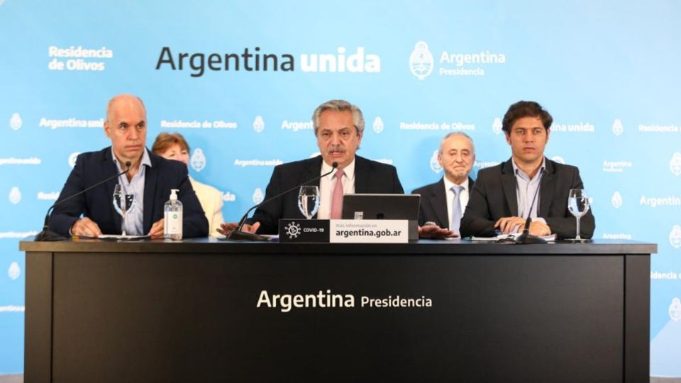 El presidente Alberto Fernández dio una conferencia de prensa acompañado por Horacio Rodríguez Larreta y Axel Kicillof.