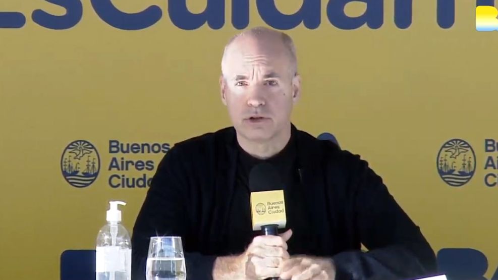 El jefe de Gobierno porteño, Horacio Rodríguez Larreta, en los anuncios de la nueva etapa de la cuarentena.