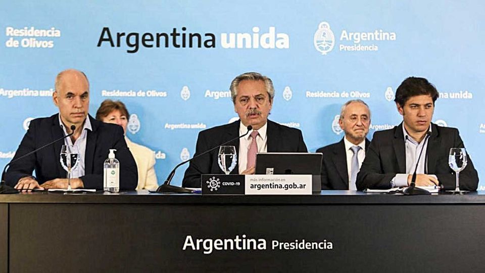 Sintonía. Kicillof, en la conferencia con Fernández y Larreta.