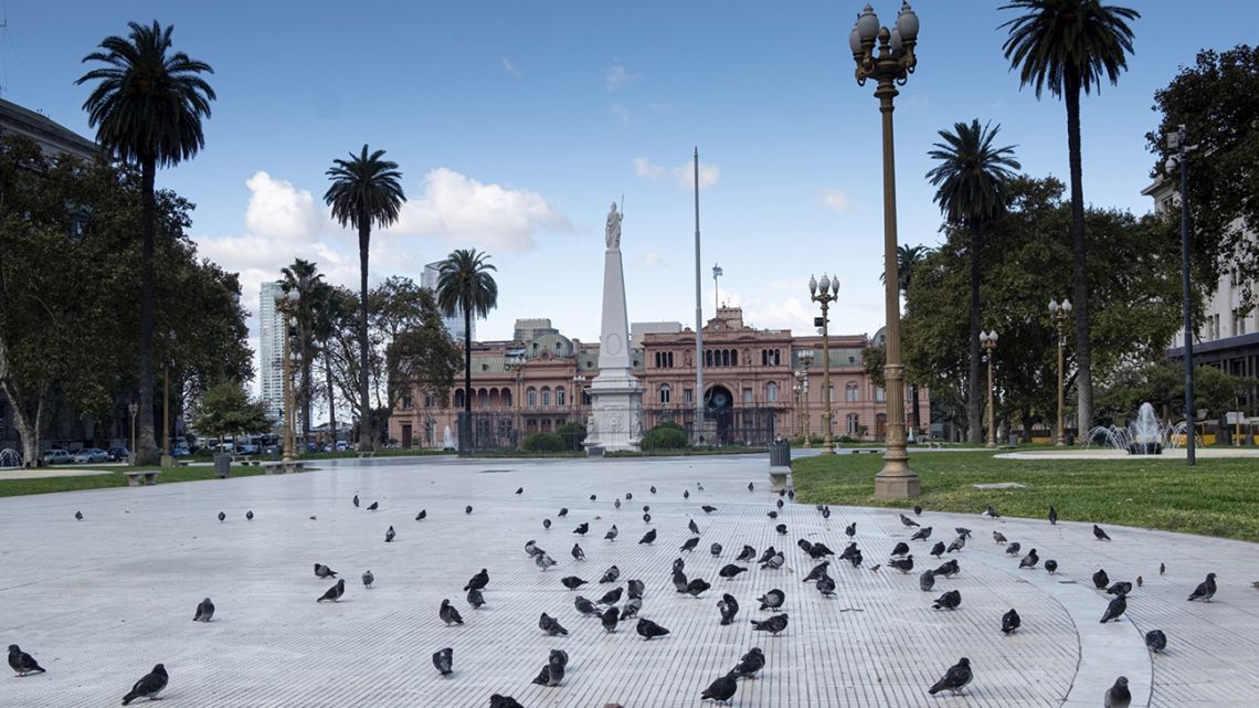 The Plaza de Mayo in Buenos Aires, pictured during the coronavirus lockdown.