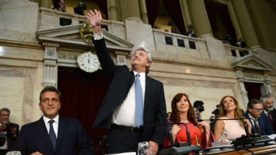 El presidente Alberto Fernández en la Cámara de Diputados.