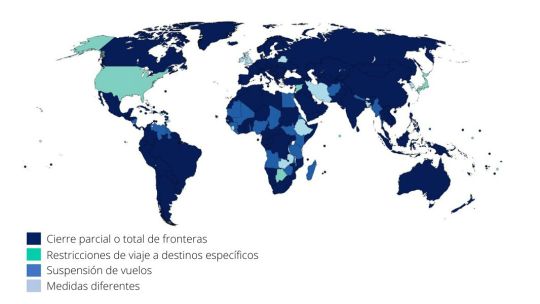 Un mundo paralizado: el 100% de los destinos mundiales sigue aplicando restricciones, según la ONU.