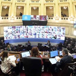 2020-05-13 - 17:55:00 hs.  Buenos Aires:El Senado sesiona de manera remota por primera vez en la historia legislativa del país  La vicepresidenta y presidenta del Senado, Cristina Fernandez de Kirchner, dejo abierta esta tarde la primera sesión de caracter remoto en la historia parlamentaria argentina, en una audiencia en la que se buscara aprobar una veintena de decretos dictados por el Gobierno para mitigar los efectos de la pandemia de coronavirus. | Foto:telam