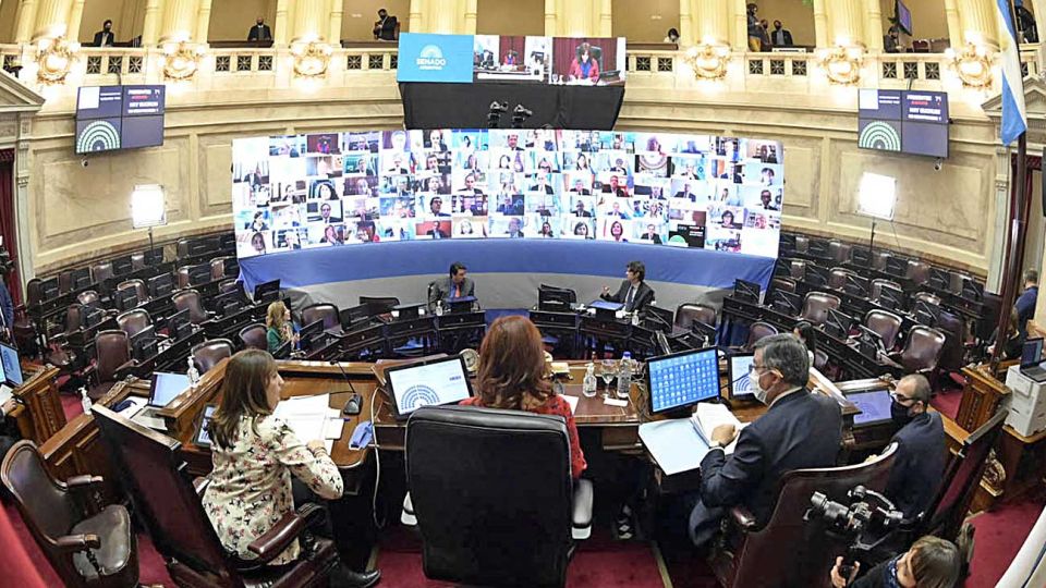 Senado de la Nación en sesión virtual.