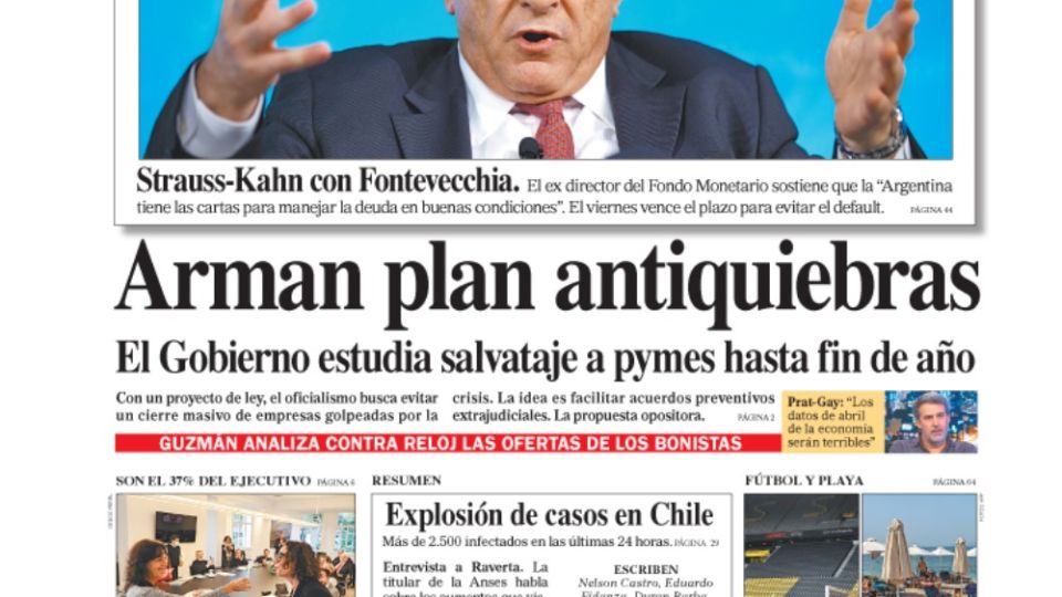 La tapa del diario PERFIL.